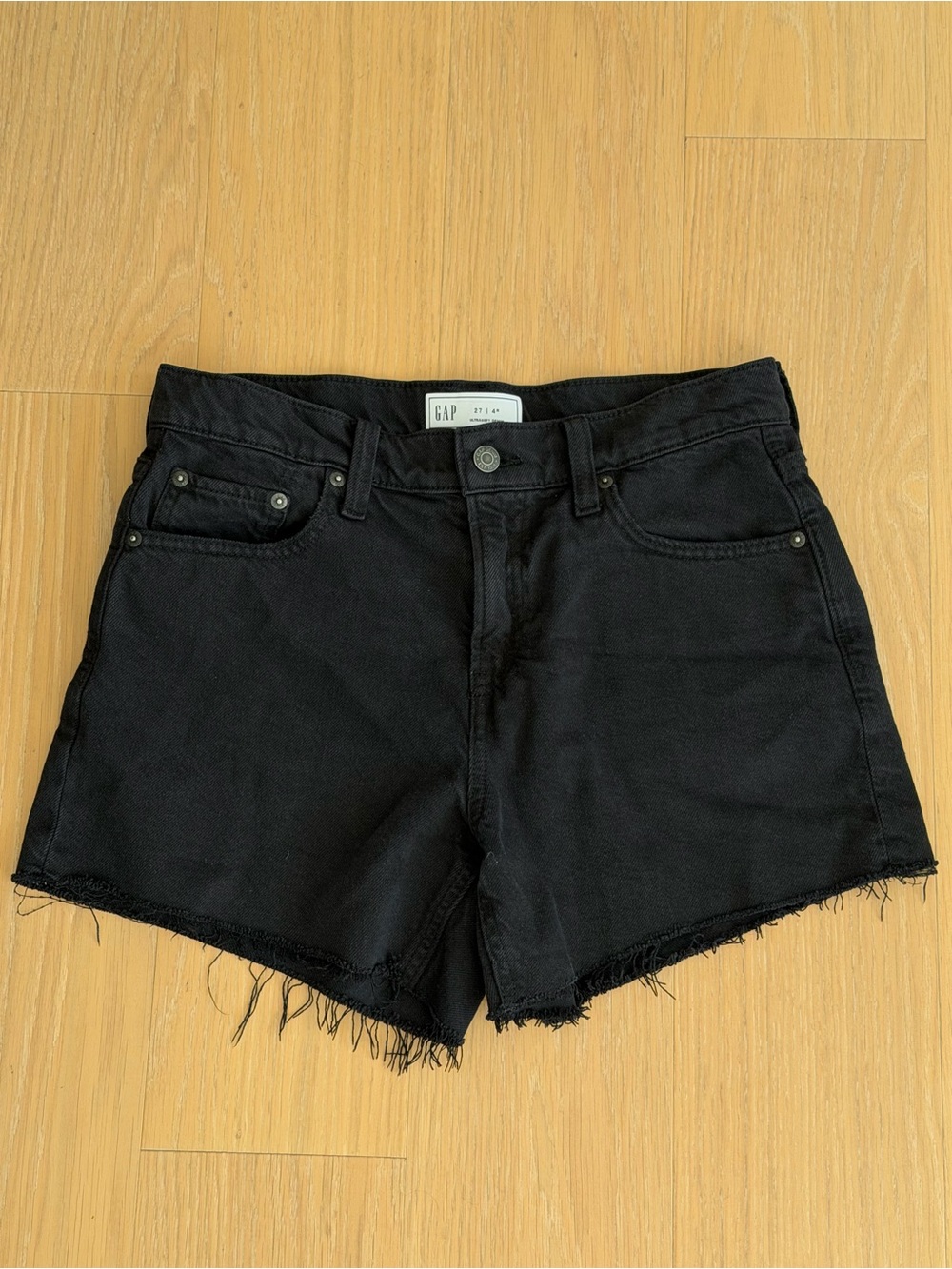 GAP Women's Black Denim Frayed Hem Shorts